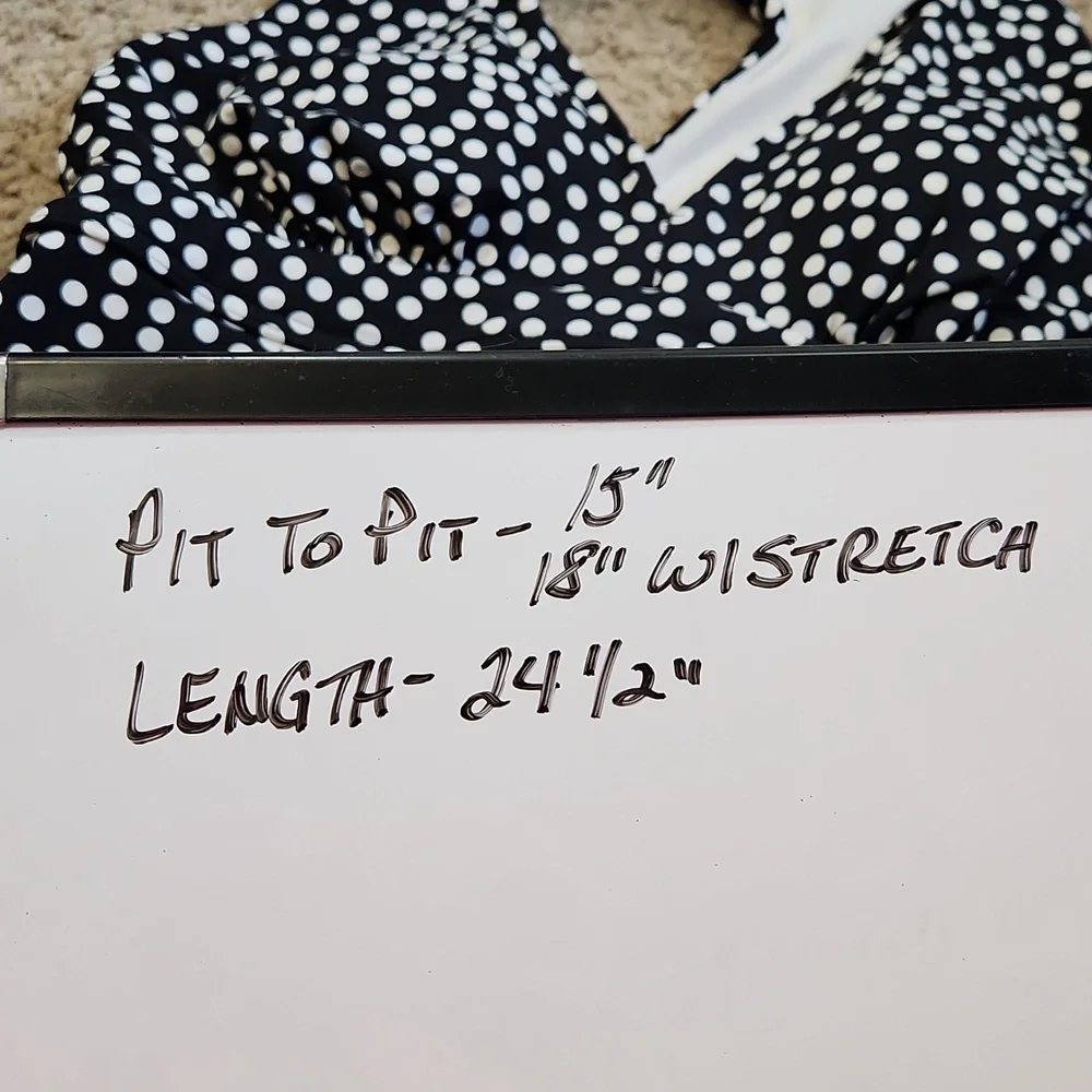 Lands' End Black & White Polka Dot Tankini Top Size 8 Summer Vacation‎ Swimwear